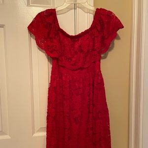 Red off the shoulder dress